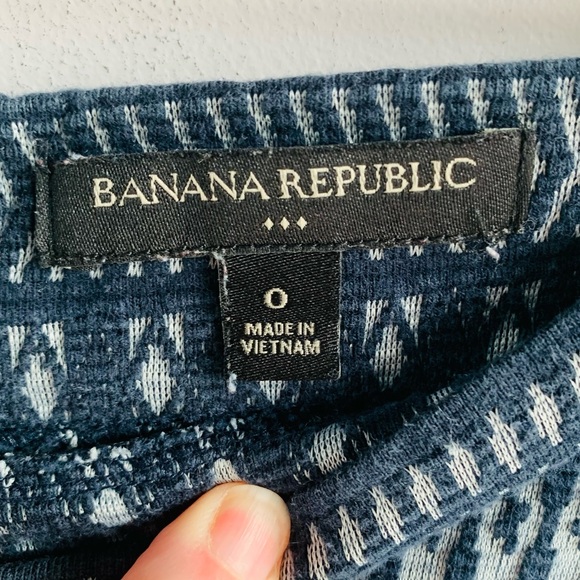 Banana Republic Skirt Blue Stripes Ruffle Flounce Cotton Stretch Office Zero XS - Picture 3 of 5